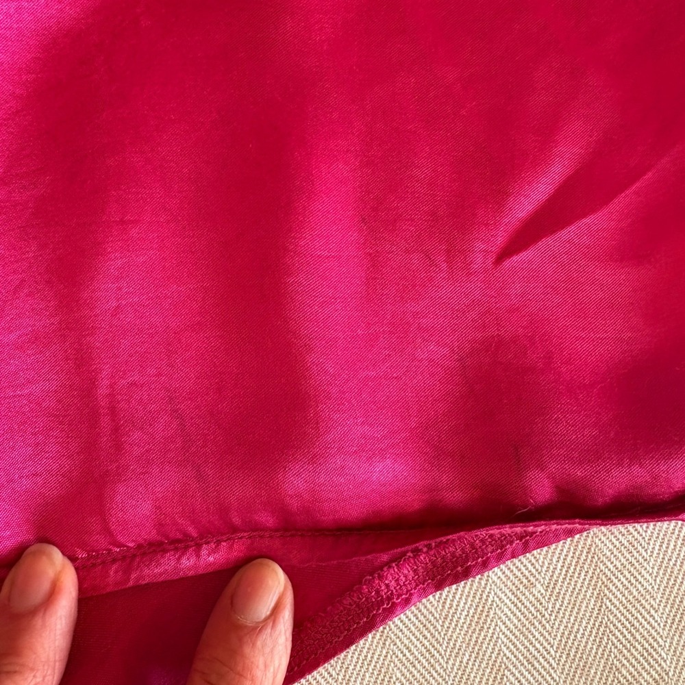 Topshop Hot Pink Satin Red Lace Maxi Nightgown Slip Dress Side Slit Fuchsia SZ 6 - Picture 8 of 13